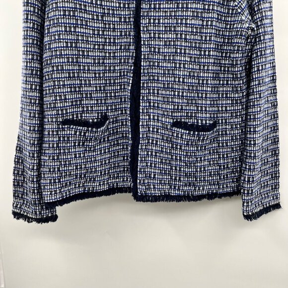 J.Crew Women's Lightweight Knit Blazer Blue/Multi Size Large Frayed - Picture 5 of 9